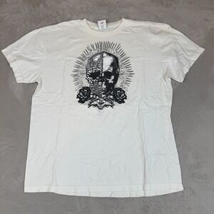 Vintage‎ Y2K Fox Motocross Skull Shirt Mens XL White Preowned Stain Grunge Tee